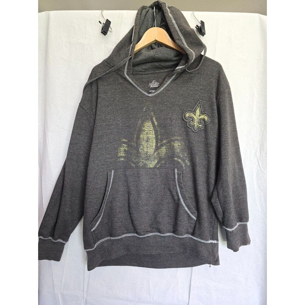 NFL Saints Majestic Fan Fashion Hoodie Charcoal Gray